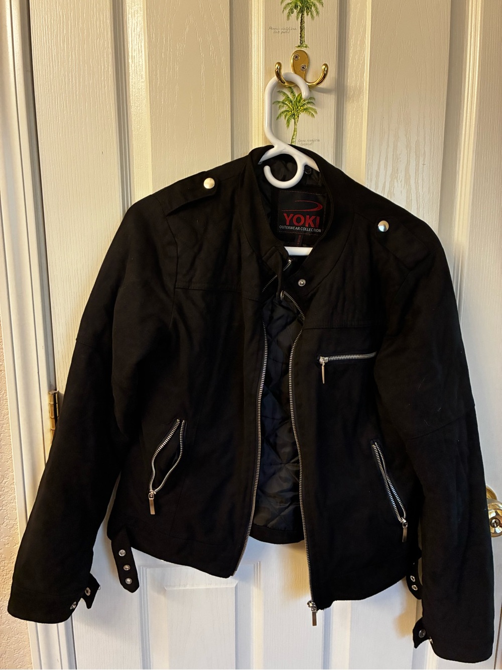 Yoki Black Women's Bomber Jacket with Zip Pockets